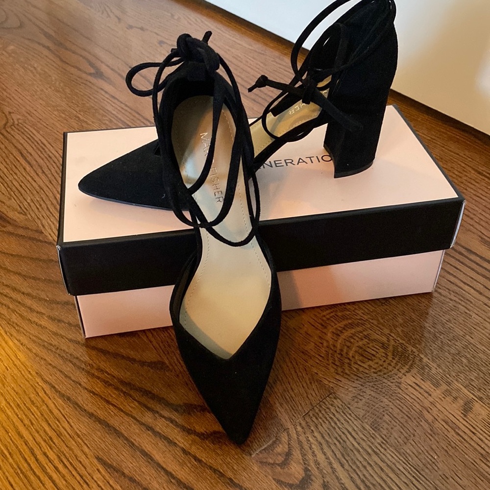 Witchy 3 inch black suede heels from Marc Fisher. Size 6.5